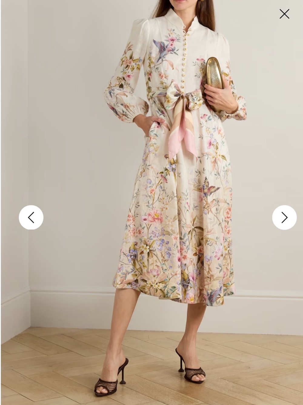 ZIMMERMANN
Rebellion tie-detailed printed linen midi dress (Size 1)